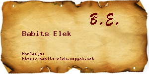 Babits Elek névjegykártya